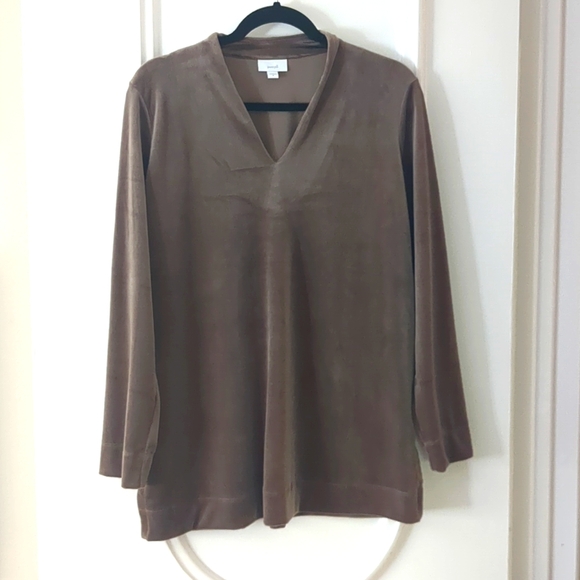 J. Jill Tops - J. Jill PureJill Velour V-Neck Tunic Top Stretch Taupe Bark Color  Medium M